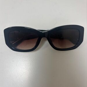 Chanel Rectangle Sunglasses In Black Acetate with Gold CC and Brown Lenses New